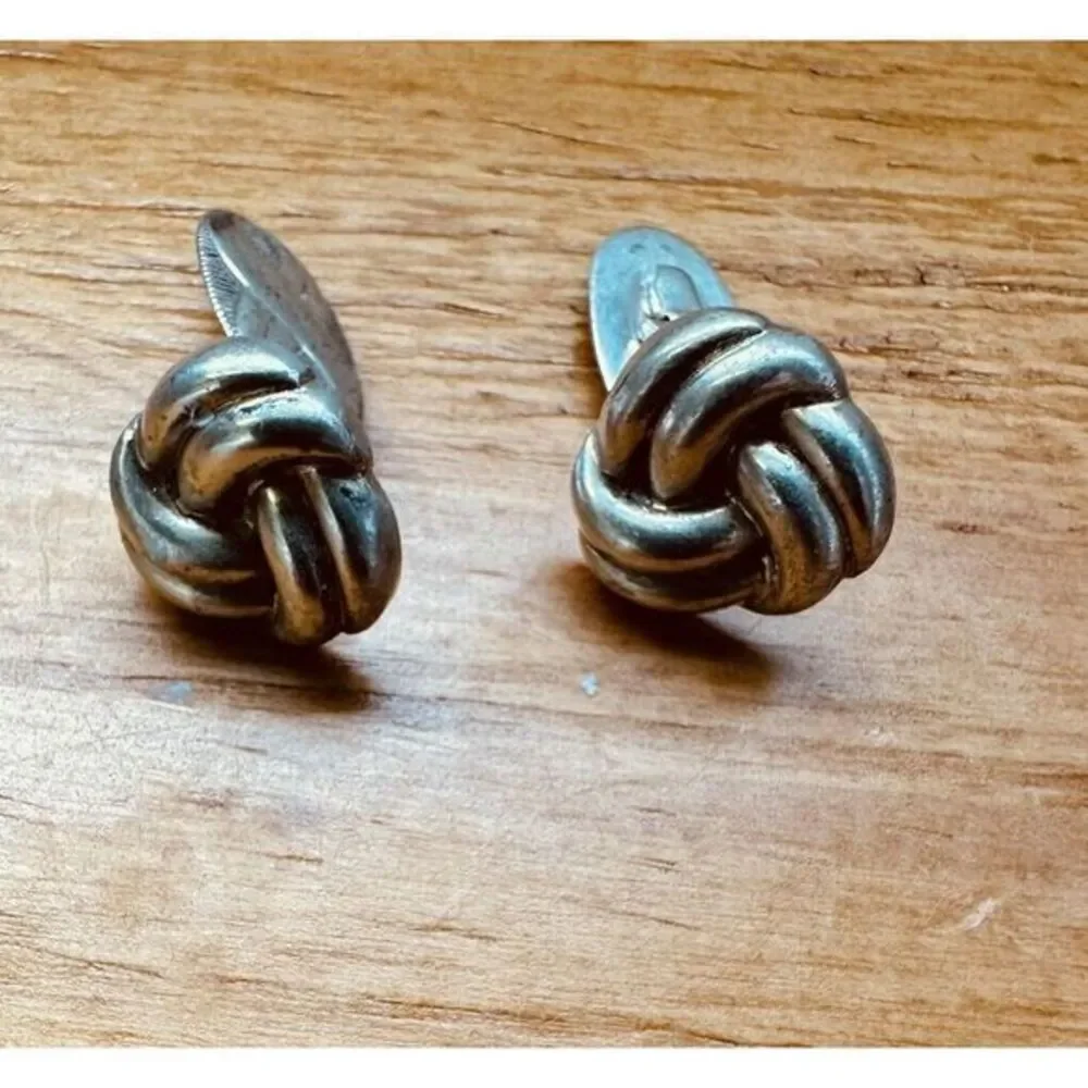 Love Knot Infinity European Cufflinks Hallmarked 835 Silver Figure 8‎ Vintage